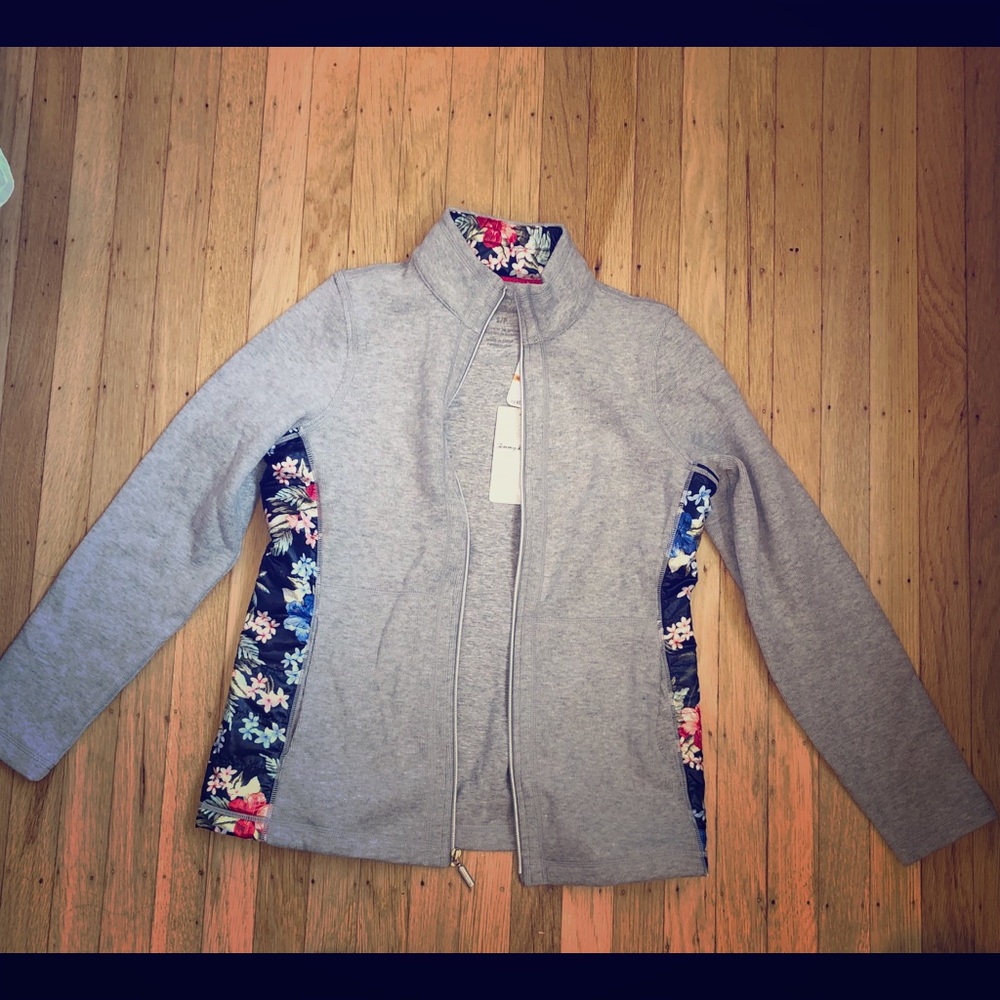 Warm Cute Flower Tommy Bahama Grey Zip Jacket